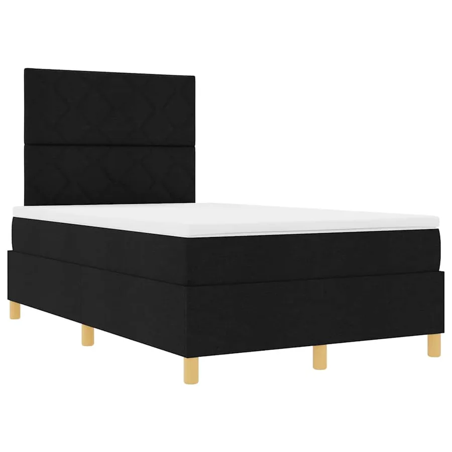 Lit à ressort LED avec tête de lit Noir 120 x 190 cm tissu - 6