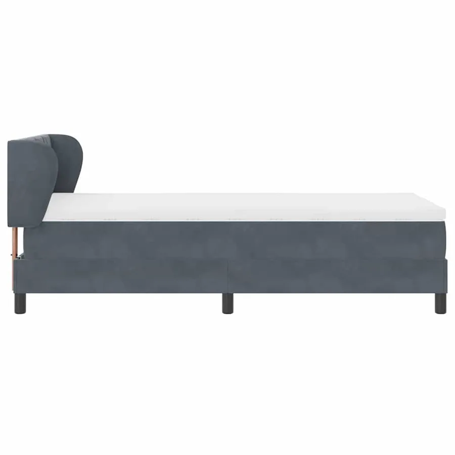 Lit à ressorts avec tête de lit Gris foncé 90 x 190 cm Velours - 6