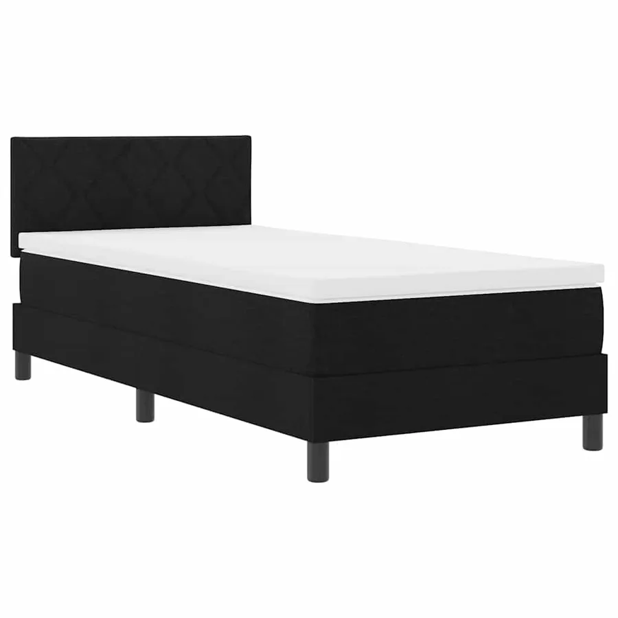 Lit à ressorts avec coussin Noir 90 x 190 cm tissu - 2