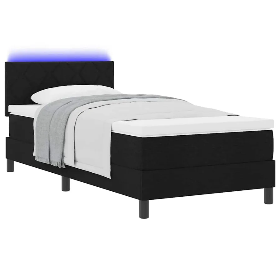 Lit à ressorts avec coussin Noir 90 x 190 cm tissu - 3