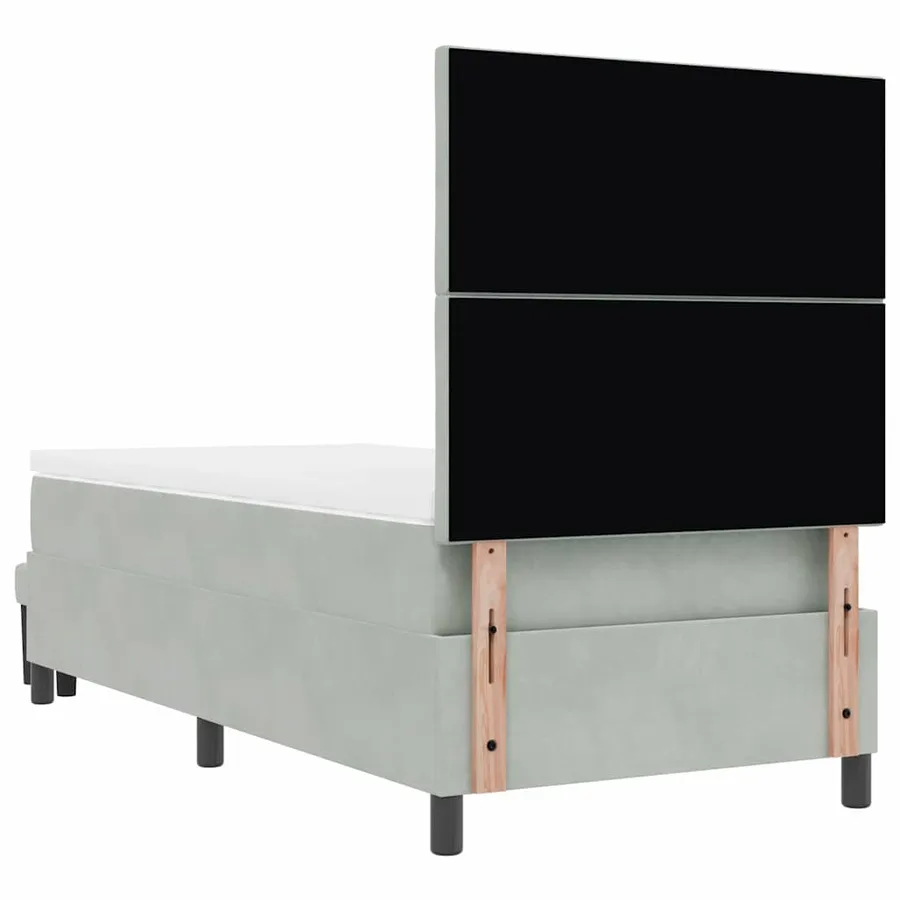 Lit à ressorts avec tête de lit Gris clair 190 x 90 cm Velours - 8