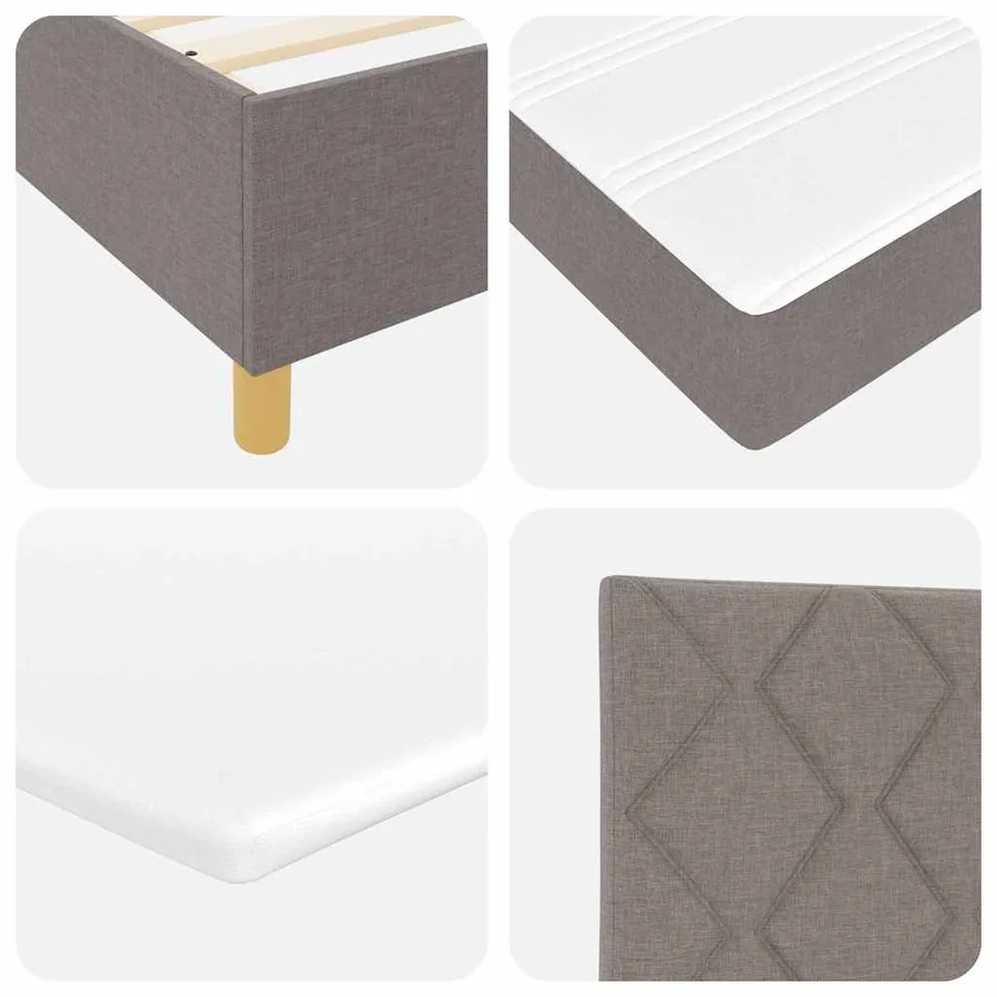 Lit à ressort LED avec tête de lit Taupe 120 x 190 cm tissu - 11