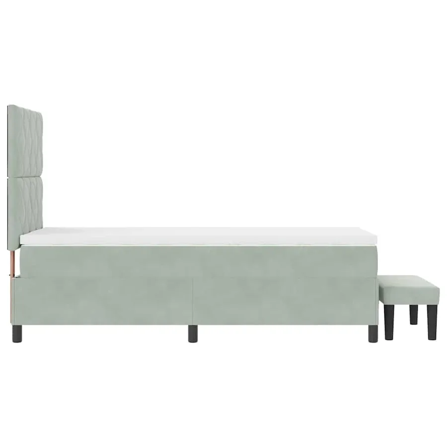 Lit à ressorts avec tête de lit Gris clair 200 x 90 cm Velours - 9