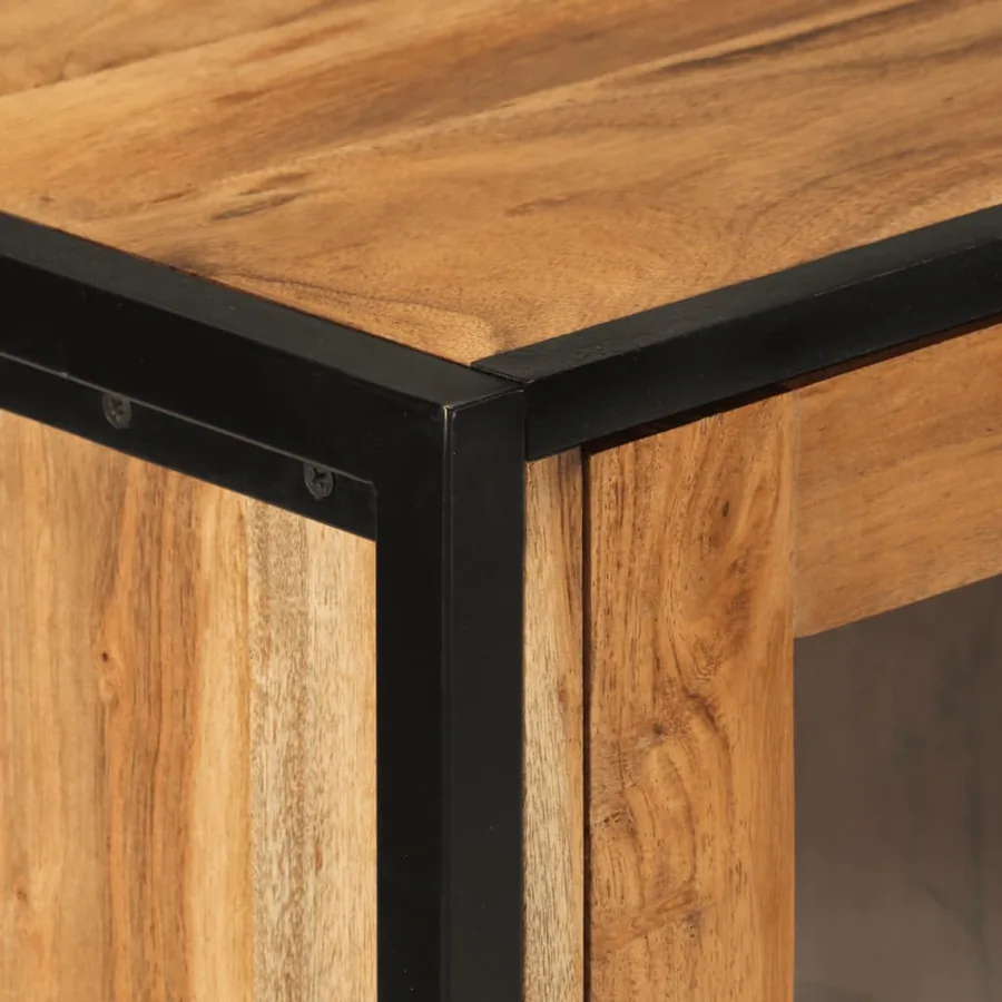 Ensemble de meubles salle de bain 4 pcs fer et bois d'acacia - 9