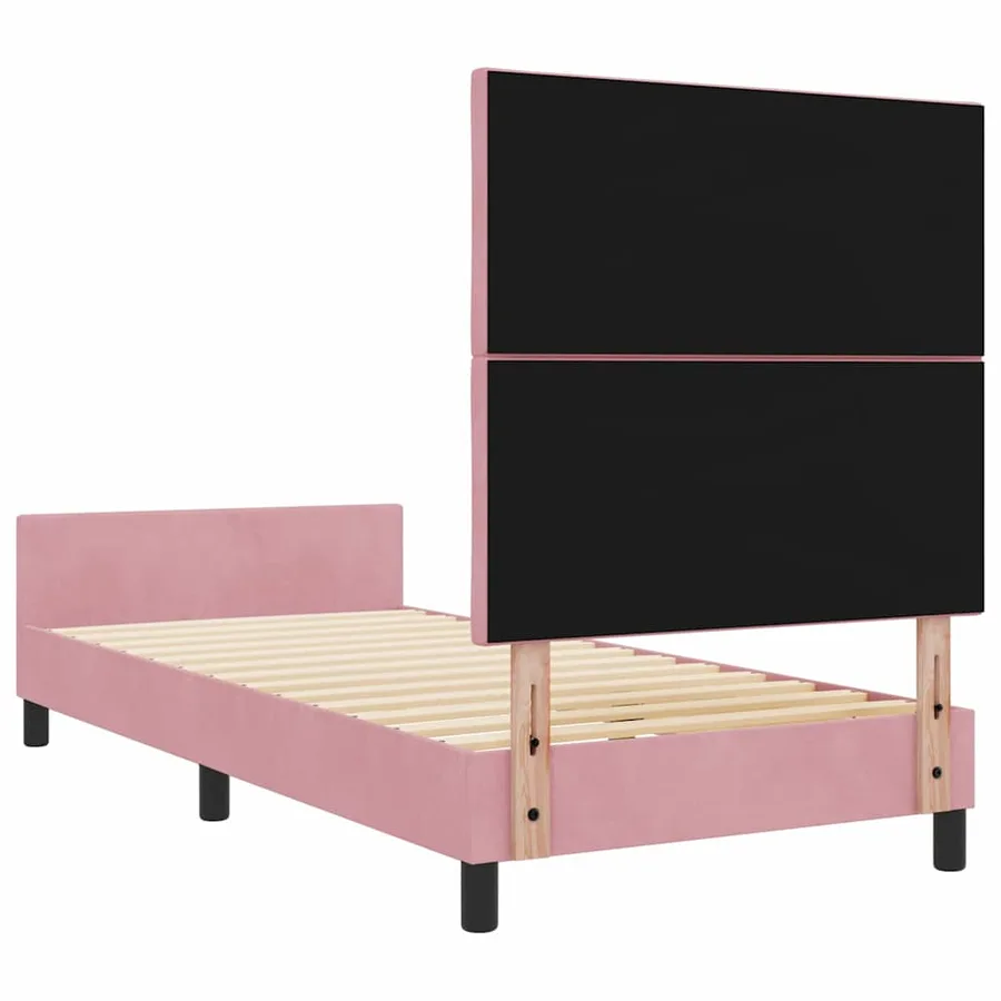 Lit à ressorts avec tête de lit Rose 90 x 200 cm Velours - 9