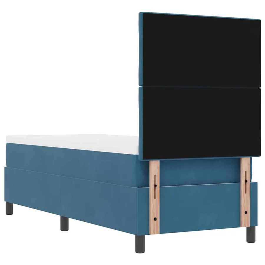 Lit à ressorts avec tête de lit Bleu foncé 80 x 200 cm Velours - 9