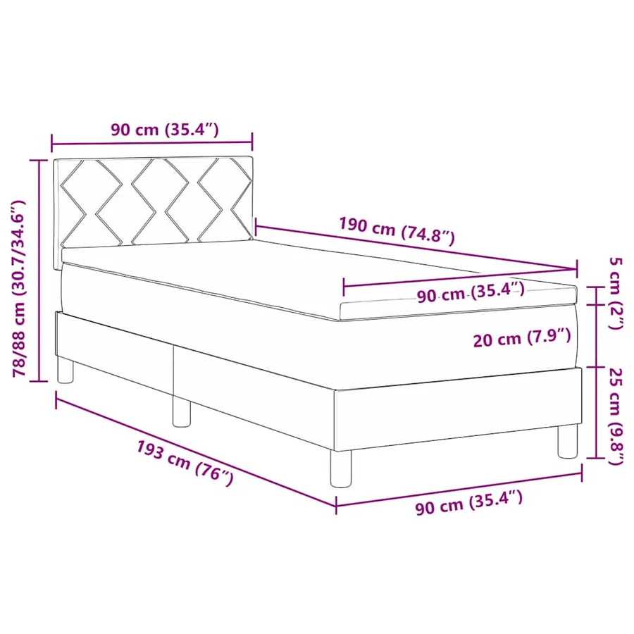 Lit à ressorts avec tête de lit Crème 90 x 190 cm tissu - 12