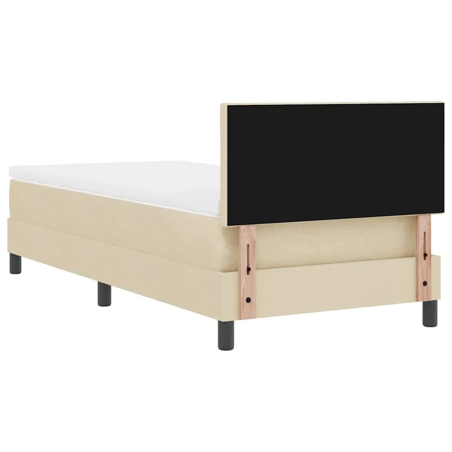 Lit à ressorts avec tête de lit Crème 90 x 190 cm tissu - 9