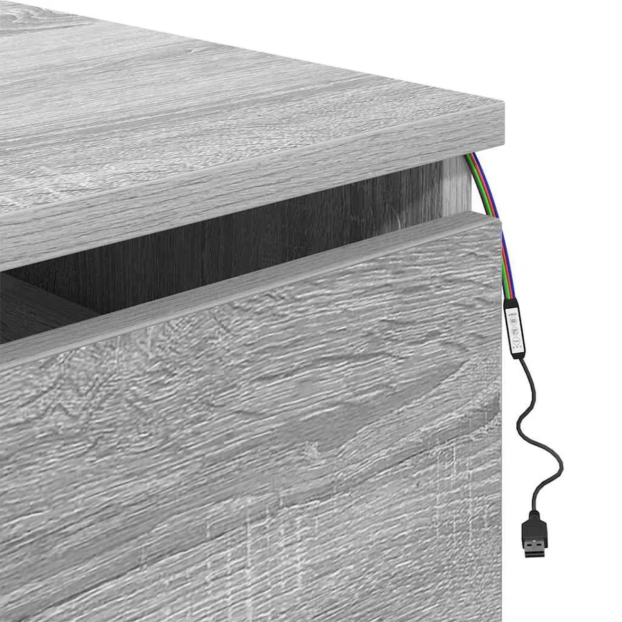 Table de chevet murale avec lumières LED sonoma gris - 10