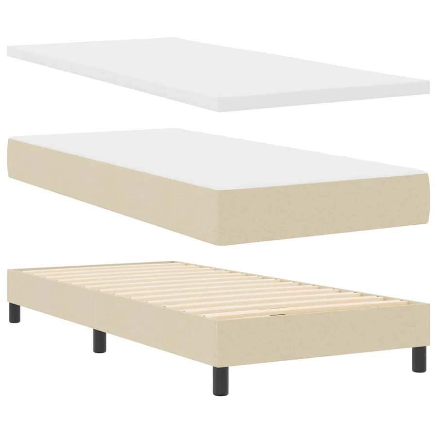 Lit à ressorts avec tête de lit Crème 200 x 90 cm tissu - 4