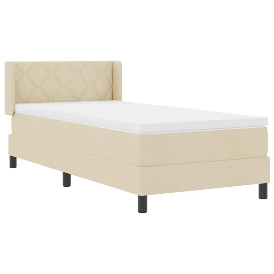 Lit à ressorts avec tête de lit Crème 200 x 90 cm tissu - 6