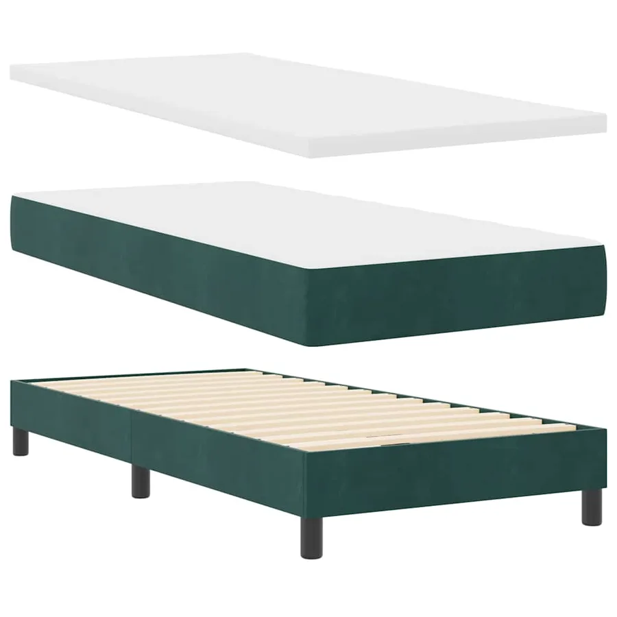 Lit à ressort LED avec matelas Vert foncé 90 x 190 cm Velours - 2