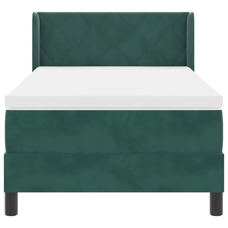 Lit à ressorts avec tête de lit Vert foncé 200 x 90 cm Velours - 6