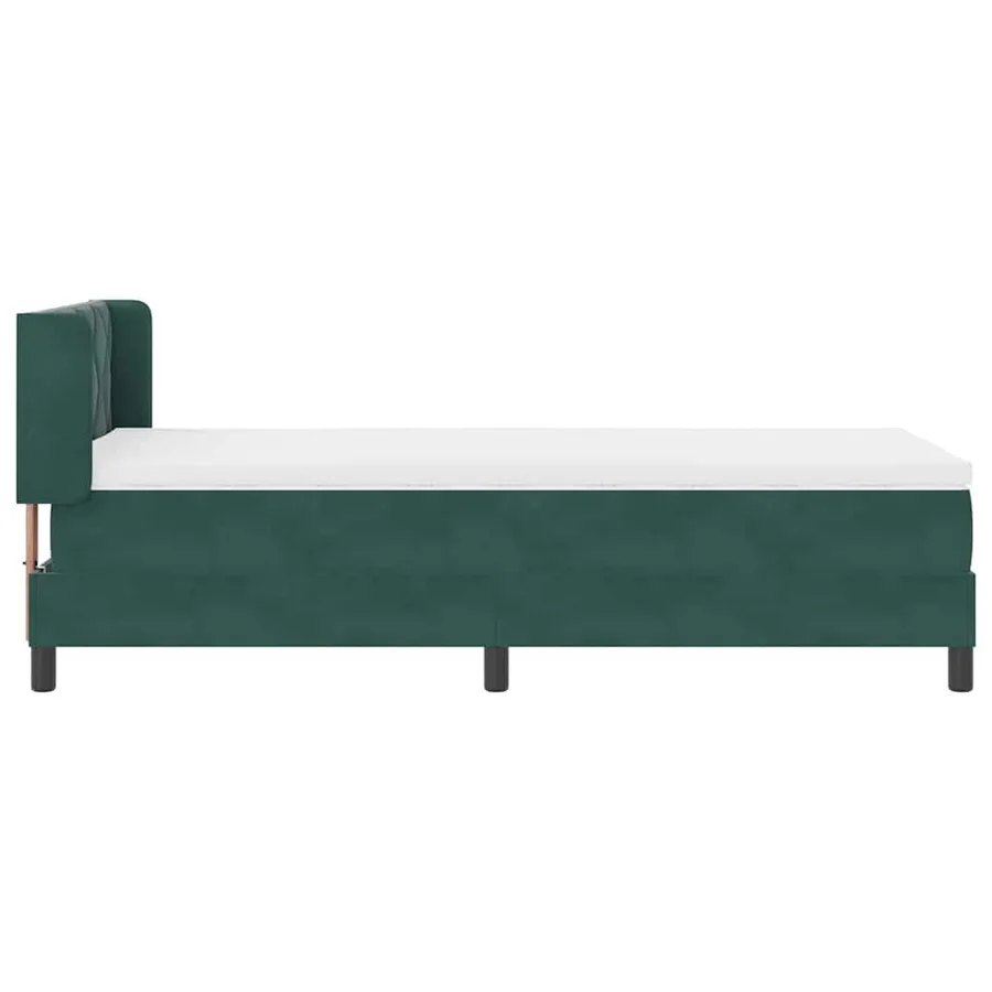 Lit à ressorts avec tête de lit Vert foncé 200 x 90 cm Velours - 7