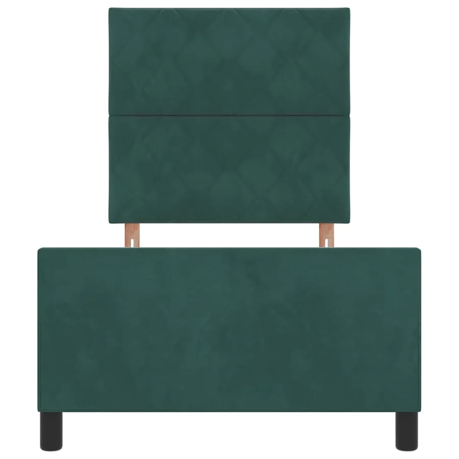 Lit à ressorts avec tête de lit Vert foncé 90 x 200 cm Velours - 7