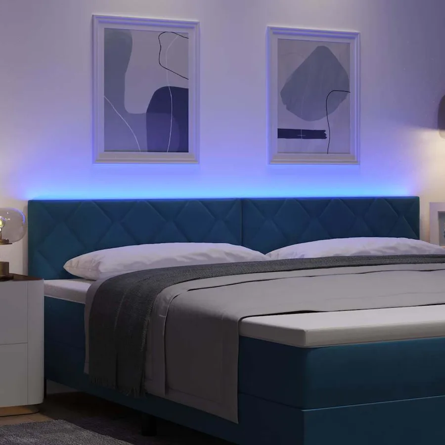 Tête de lit LED Bleu foncé 200 cm Velours - 4