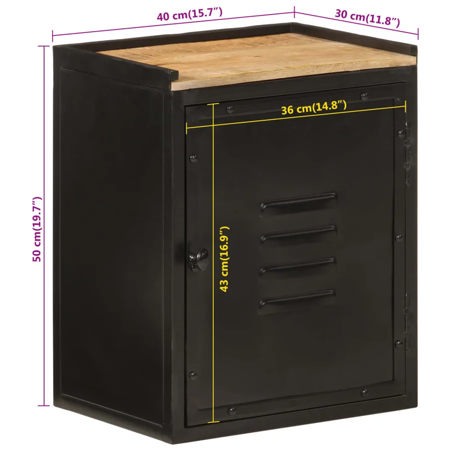 Armoire de salle de bain 40x30x50 cm fer et bois de manguier - 10