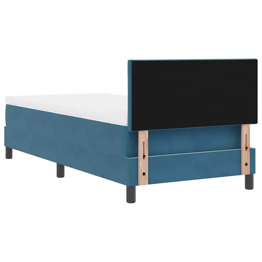 Lit à ressorts avec tête de lit Bleu foncé 90 x 190 cm Velours - 9