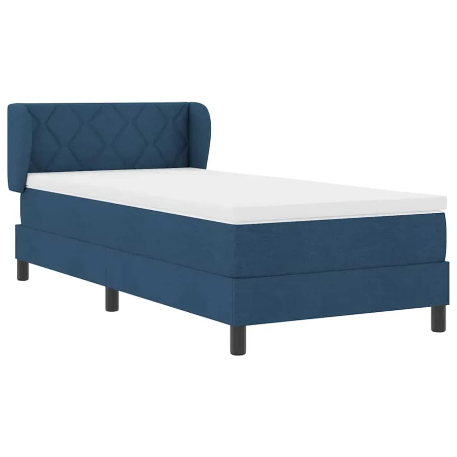 Lit à ressorts avec coussin Bleu 90 x 190 cm tissu - 6