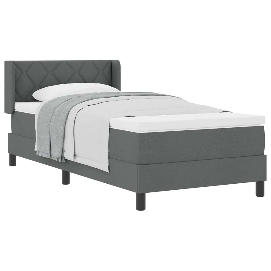 Lit à ressorts avec tête de lit Gris foncé 200 x 90 cm tissu - 2