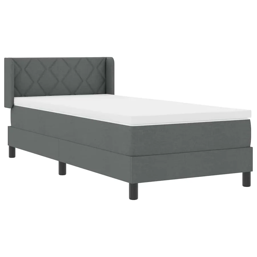 Lit à ressorts avec tête de lit Gris foncé 200 x 90 cm tissu - 6