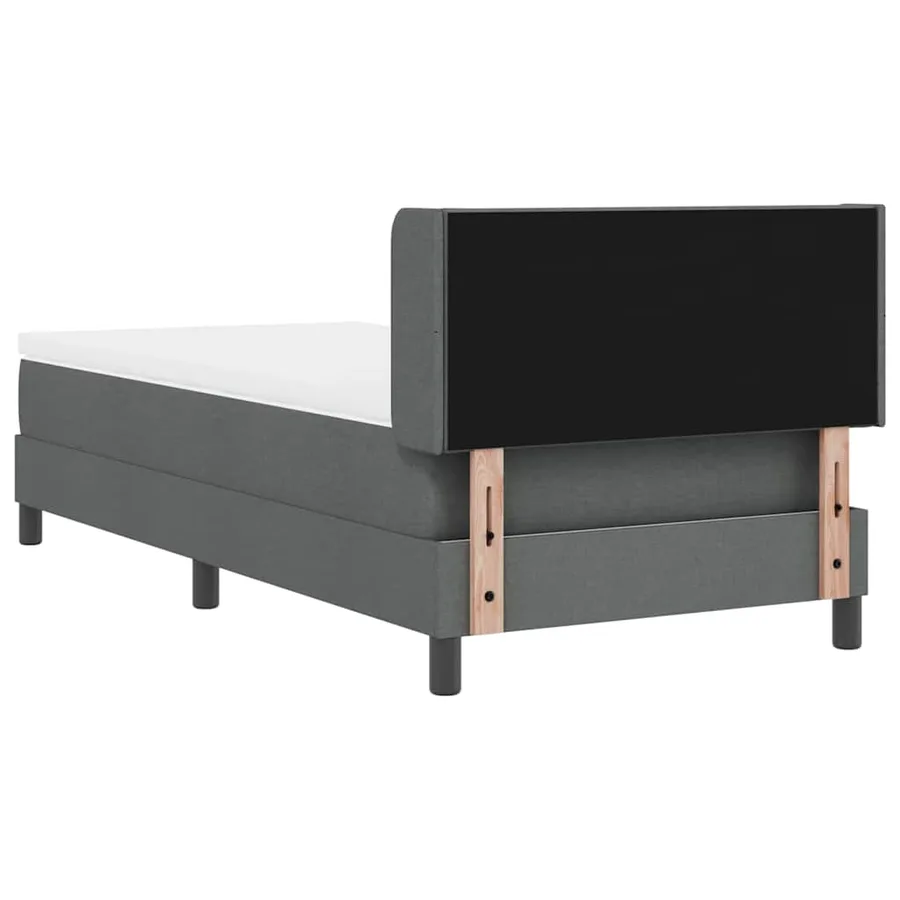 Lit à ressorts avec tête de lit Gris foncé 200 x 90 cm tissu - 9