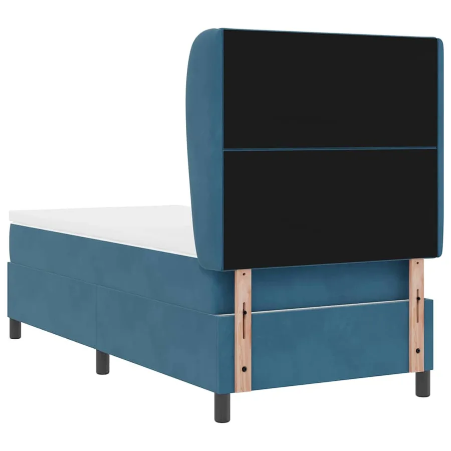 Lit à ressorts avec tête de lit Bleu foncé 200 x 100 cm Velours - 9