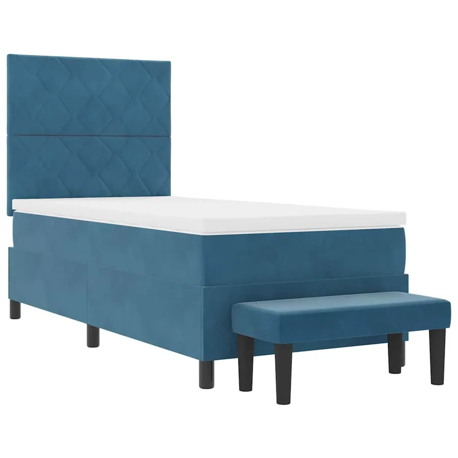 Lit à ressorts avec tête de lit Bleu foncé 190 x 90 cm Velours - 7