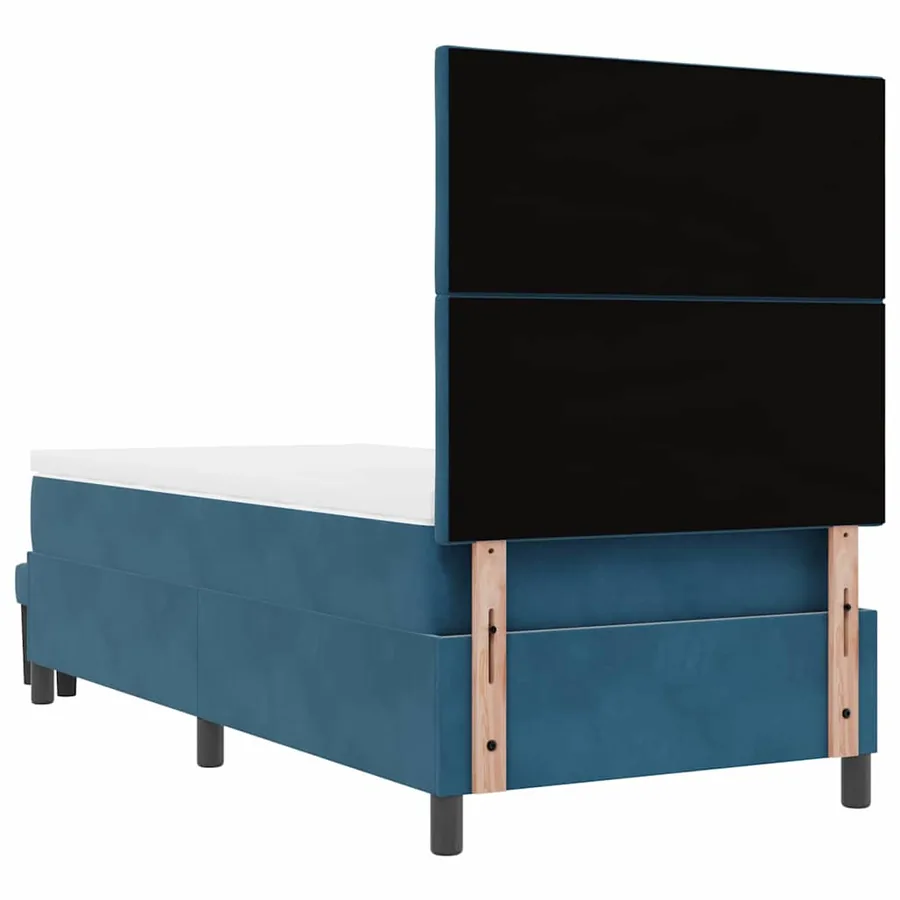 Lit à ressorts avec tête de lit Bleu foncé 190 x 90 cm Velours - 8