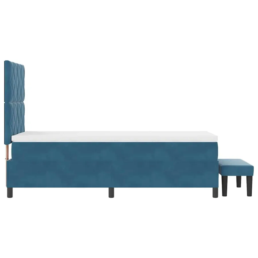 Lit à ressorts avec tête de lit Bleu foncé 190 x 90 cm Velours - 9