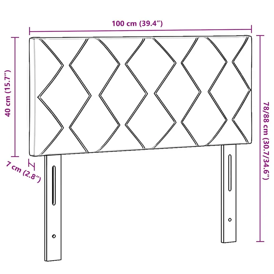 Tête de lit LED Noir 100 cm Velours - 8