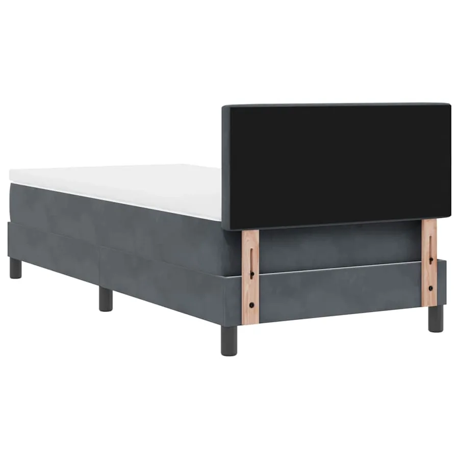 Lit à ressort LED avec matelas Gris foncé 100 x 200 cm Velours - 9