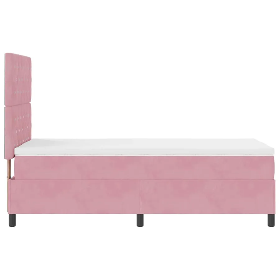 Lit à ressort LED avec matelas Rose 90 x 190 cm Velours - 9