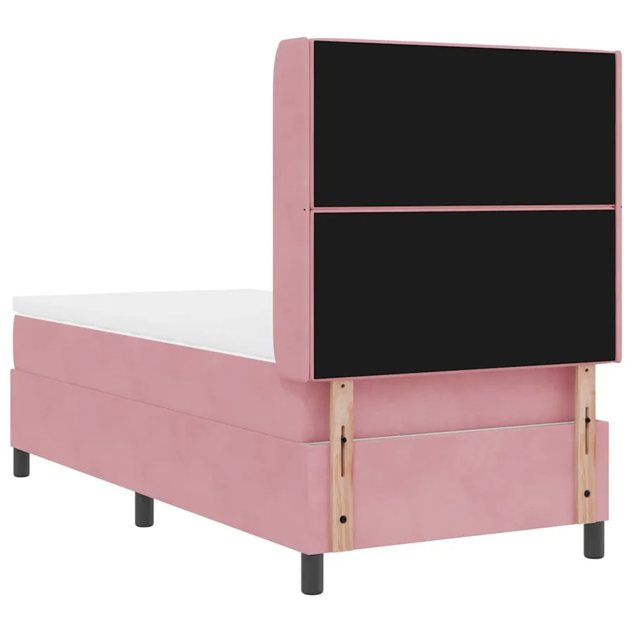 Lit à ressorts avec matelas avec LED Rose 90 x 190 cm Velours - 8