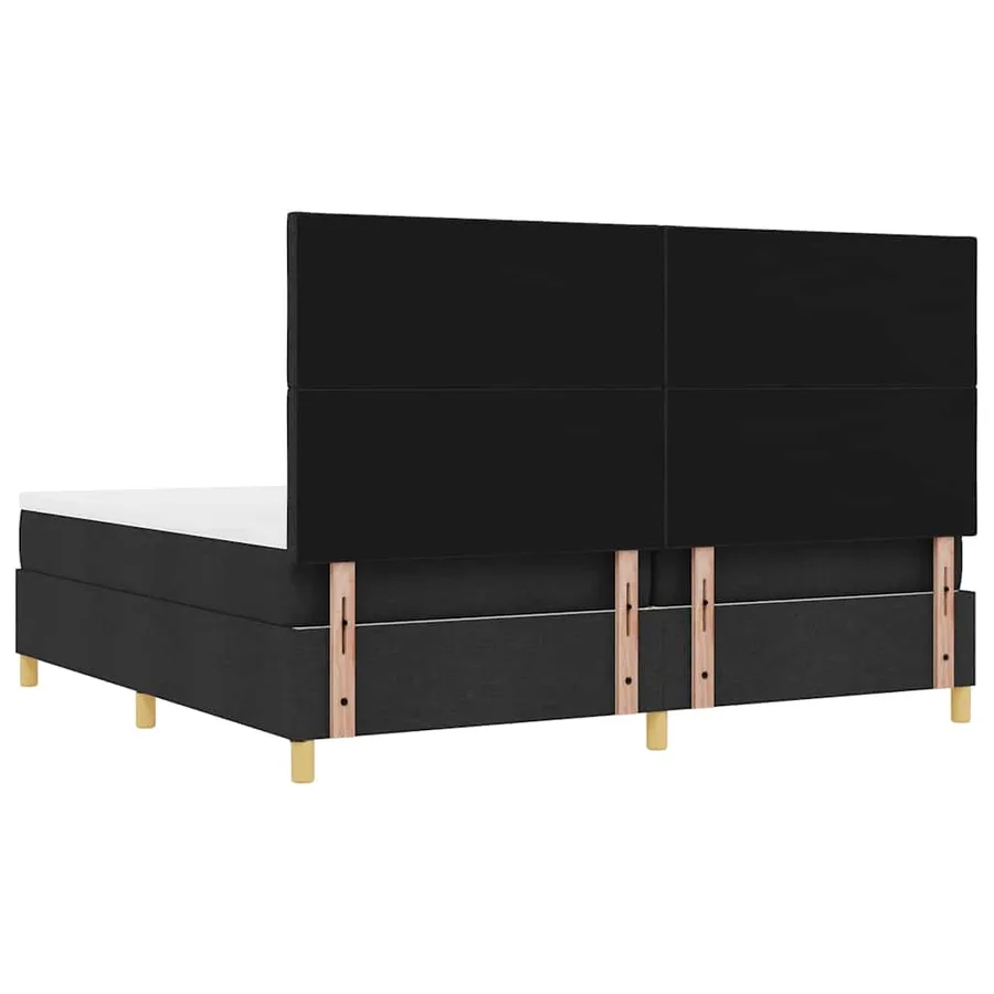 Lit à ressorts avec tête de lit Noir 200 x 200 cm tissu - 10