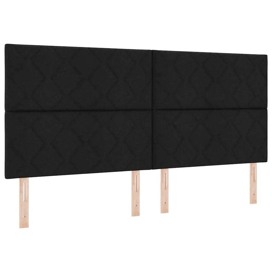 Lit à ressorts avec tête de lit Noir 200 x 200 cm tissu - 7