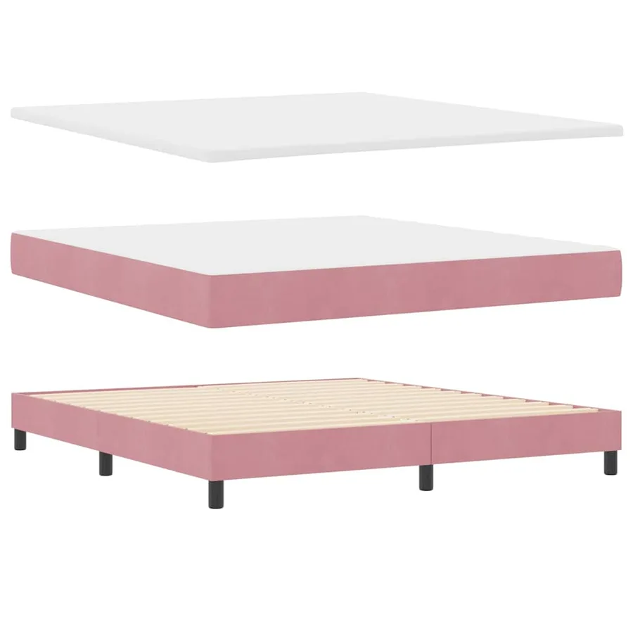 Lit à ressorts avec tête de lit Rose 200 x 180 cm Velours - 3