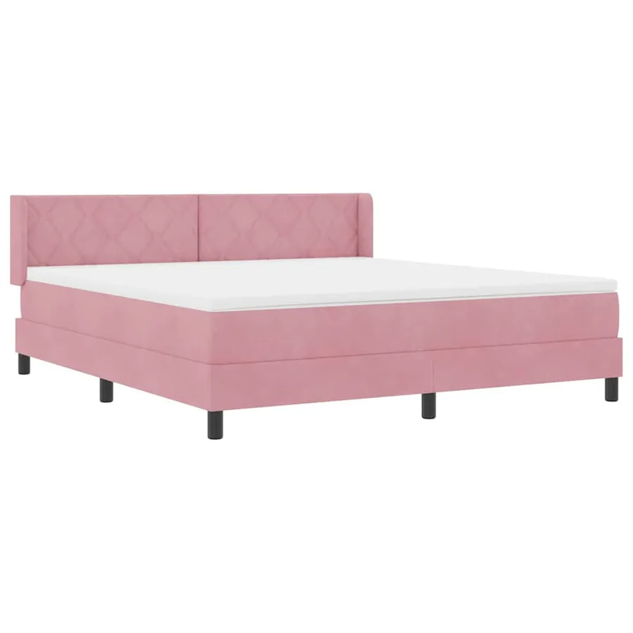 Lit à ressorts avec tête de lit Rose 200 x 180 cm Velours - 5