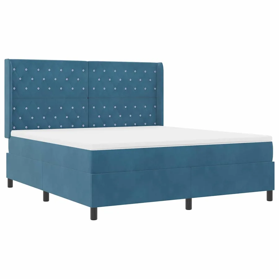 Lit à ressorts avec matelas avec LED Bleu 180 x 200 cm Velours - 2