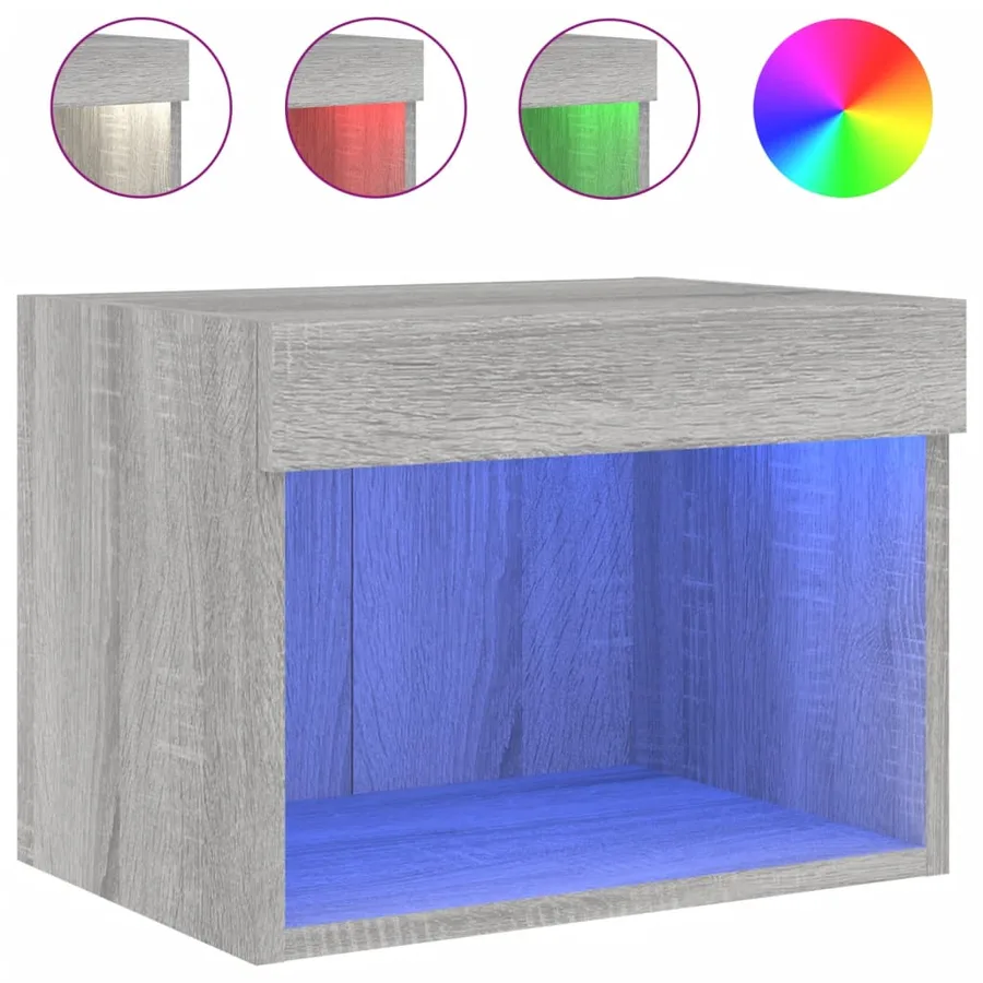 Table de chevet murale avec lumières LED sonoma gris - 2