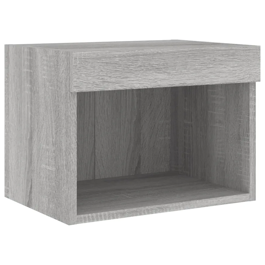 Table de chevet murale avec lumières LED sonoma gris - 6