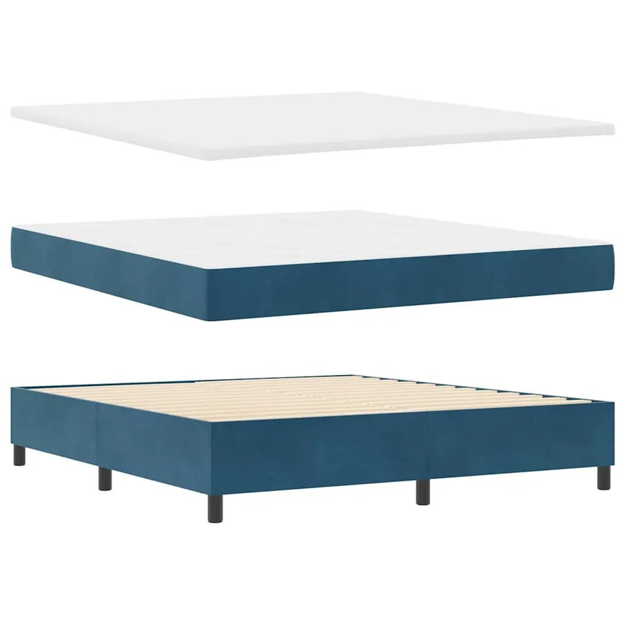 Lit à ressorts avec matelas Bleu 180 x 200 cm Velours - 4