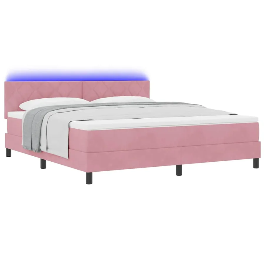 Lit à ressort LED avec bandes LED Rose 180 x 200 cm Velours - 3