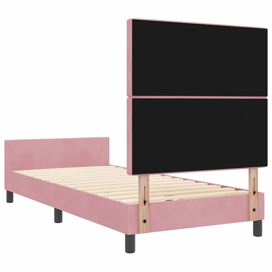 Lit à ressorts avec tête de lit Rose 90 x 190 cm Velours - 9