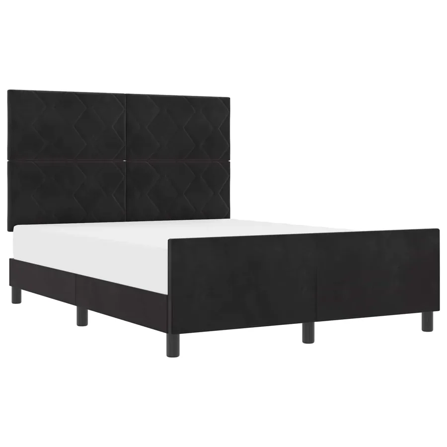 Lit à ressorts avec tête de lit Noir 140 x 190 cm Velours - 2