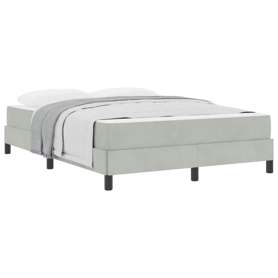 Lit à ressorts avec matelas Gris clair 160 x 220 cm tissu - 2