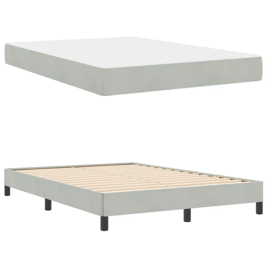 Lit à ressorts avec matelas Gris clair 160 x 220 cm tissu - 4