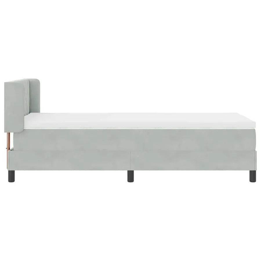Lit à ressorts avec tête de lit Gris clair 190 x 90 cm Velours - 7