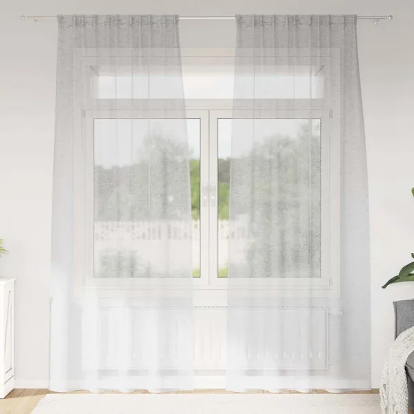 Rideau en Voile 2 pcs Gris clair 260 x 140 cm Polyester