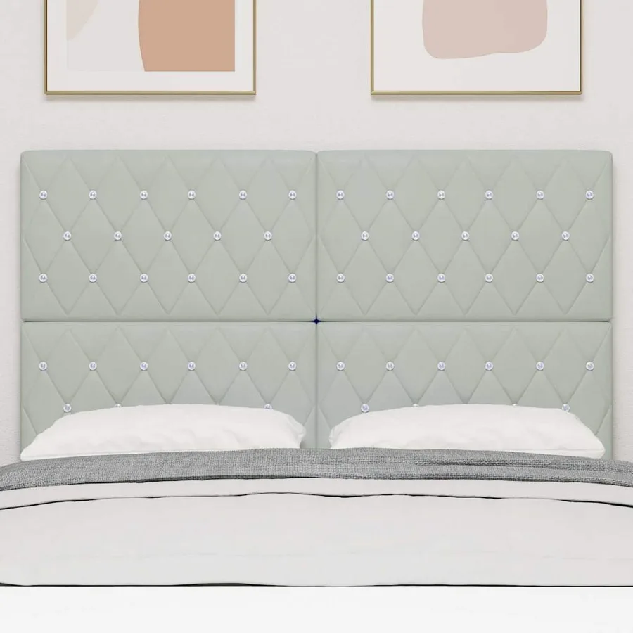 Tête de lit LED avec bandes LED Gris clair 160 cm Velours - 3